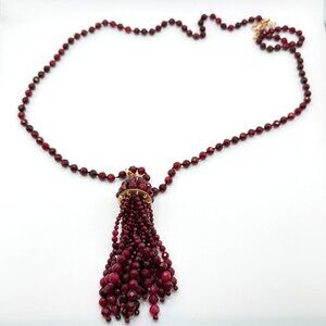 Kendra Scott Sylvia Long Beaded Necklace With Tassel In Maroon Jade Gold-Tone